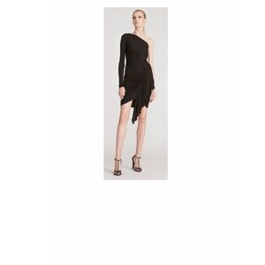 HALSTON LORI ONE SHOULDER JERSEY DRESS BLACK size 0